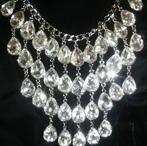 Diamond Rain Drop Necklace and Earrings
